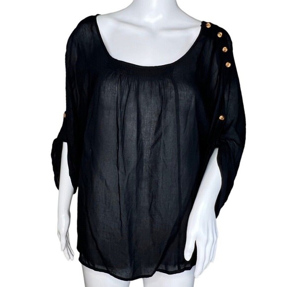Anthropologie Edme & Esyllte‎ Blouse Womens Medium Black Neutral Minimalist - Picture 1 of 7